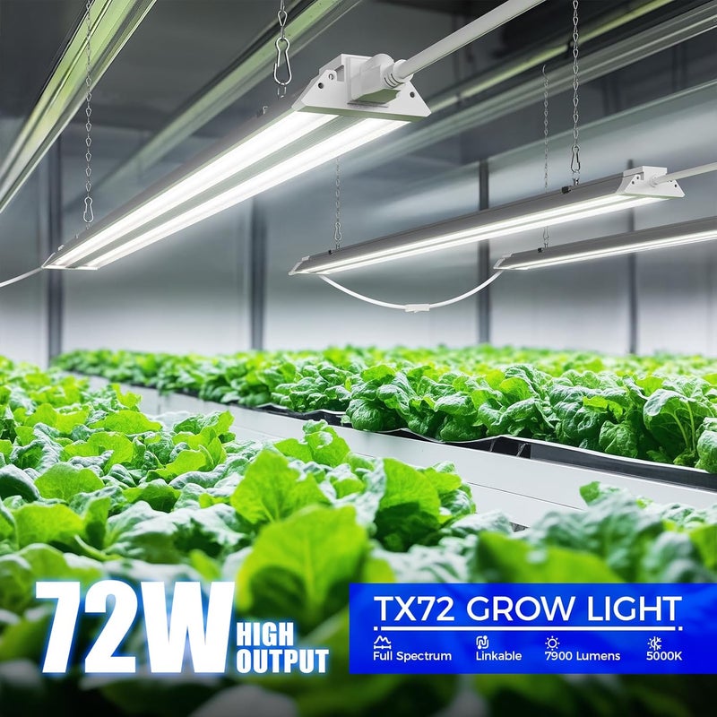 Barrina TX72 4FT Grow Light for Indoor Plants, 72W (500W Equivalent), High PPFD, 5000K Daylight Full Spectrum, Grow Lights for Seed Starting, Vegetable, Greenhouse with On/Off Switch, Linkable, 1 Pack - Image 2